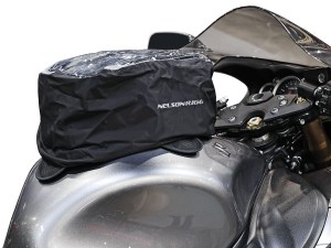 Photo showing tank bag rain cover with clear top